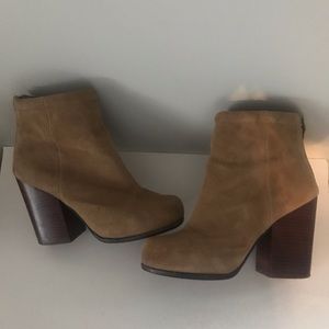 Jeffrey Campbell tan suede back zip booties size 7